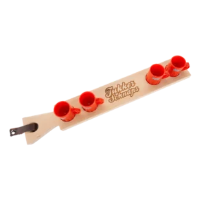 Houten serveerplank met 4 borrelglaasjes Tukker Schnaps