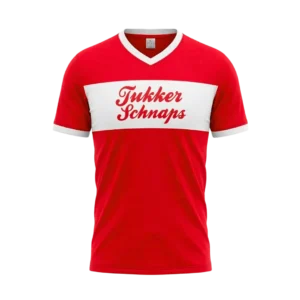 Tukker Schnaps vintage sport shirt rood met logo