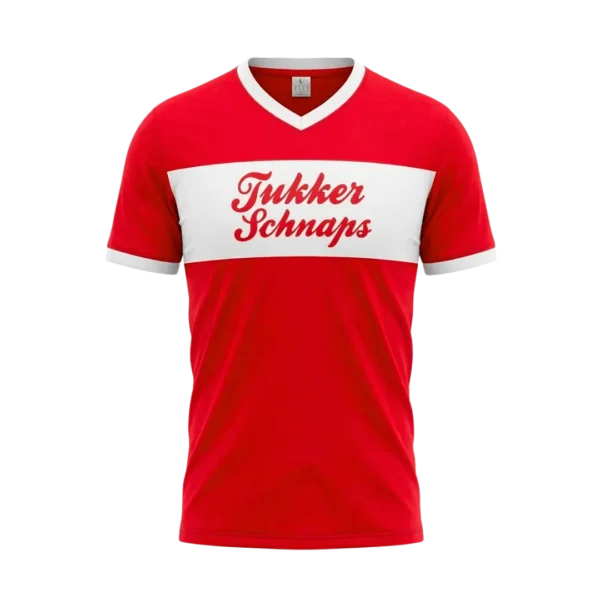 Tukker Schnaps vintage sport shirt rood met logo